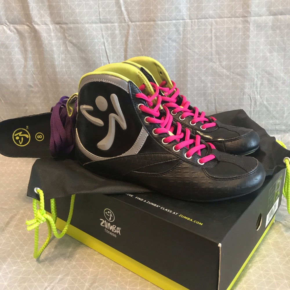Zumba Z-Top High Top Dance Shoes Black Multi 8W